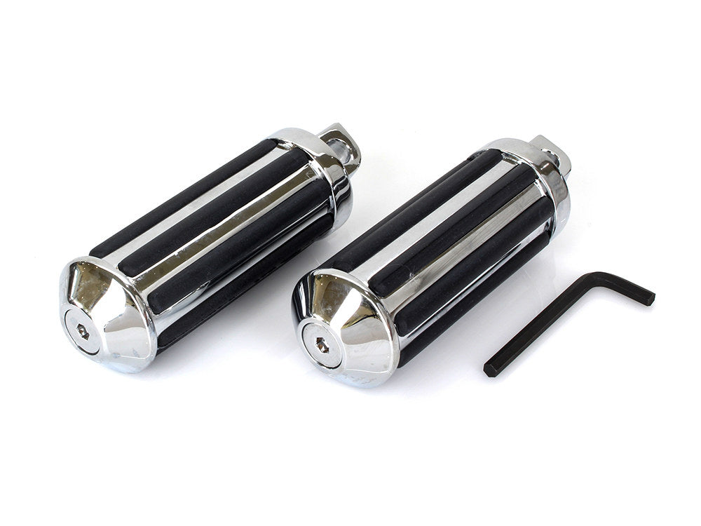 Large Rail Style Footpegs with Male Mount - Chrome.