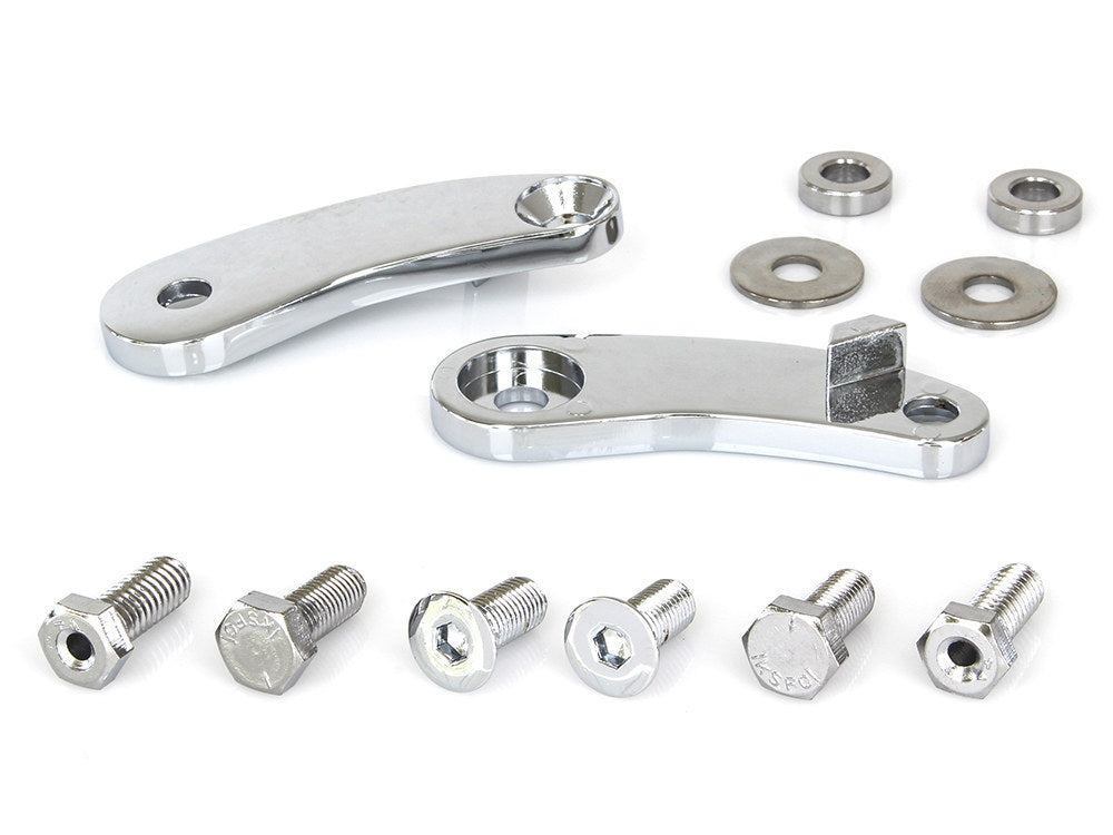Front Turn Signal Relocation Brackets - Chrome. Fits Springer Softail.