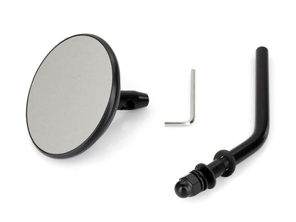 3in. Round Mirror with Short Stem - Black. Fits Left & Right.