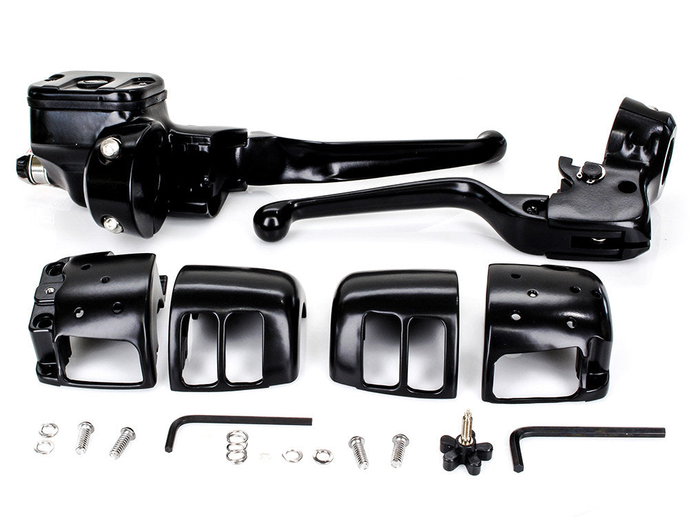 Handlebar Control Kit - Black. Fits Big Twin 1996-2010 & Sportster 1996-2003 with Single Disc Front Brake.