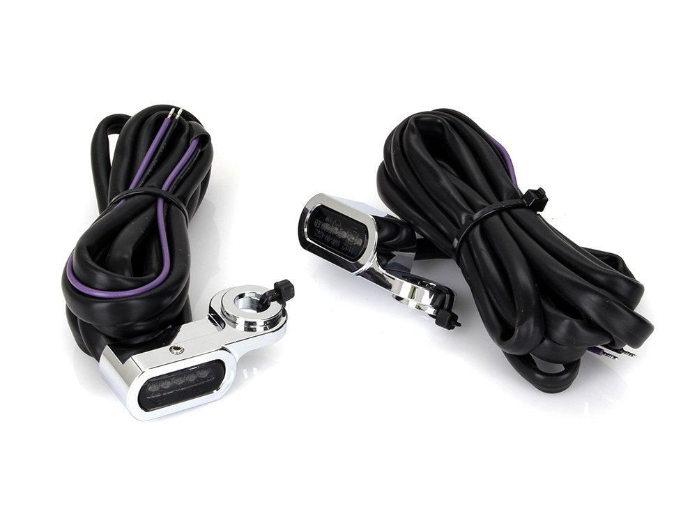 Under Perch Turn Signals - Chrome. Fits Softail S 2016-2017, V-Rod 2009-2017 & Touring 2009-2020 Models with Hydraulic Clutch.