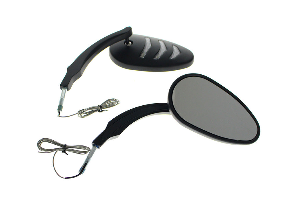 Sleek Billet Directional Mirrors with LED Indicators - Black