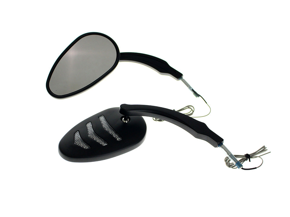 Sleek Billet Directional Mirrors with LED Indicators - Black