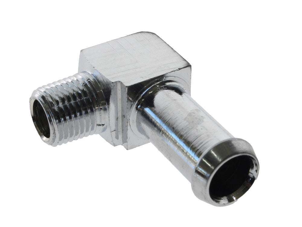 90 degree Elbow Oil Fitting with 1/8in. NPT Male Thread & 3/8in. Hose Fitting.