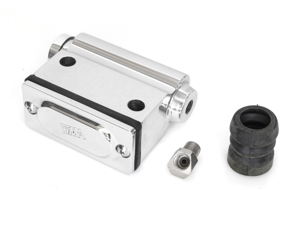 Lockheed Style Rear Brake Master Cylinder - Chrome. Fits Big Twin 1973-1979 with Disc Brake.