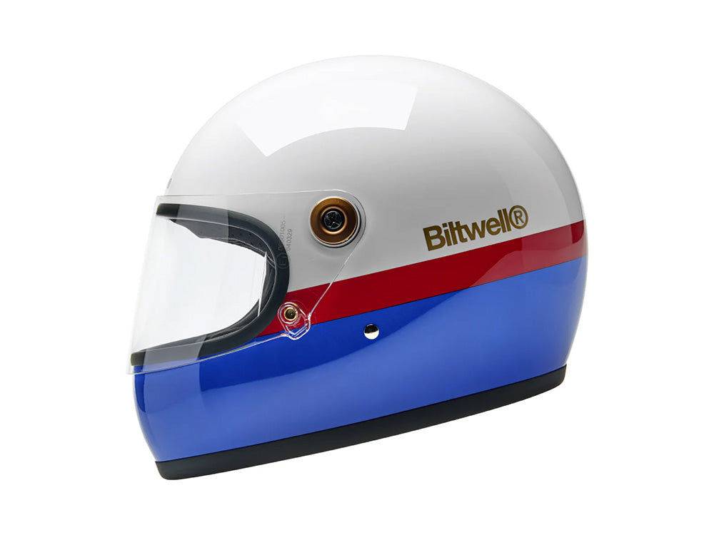 Gringo S Helmet - Apex Gloss White, Red & Blue. Size Small with ECE R22.06 Compliance