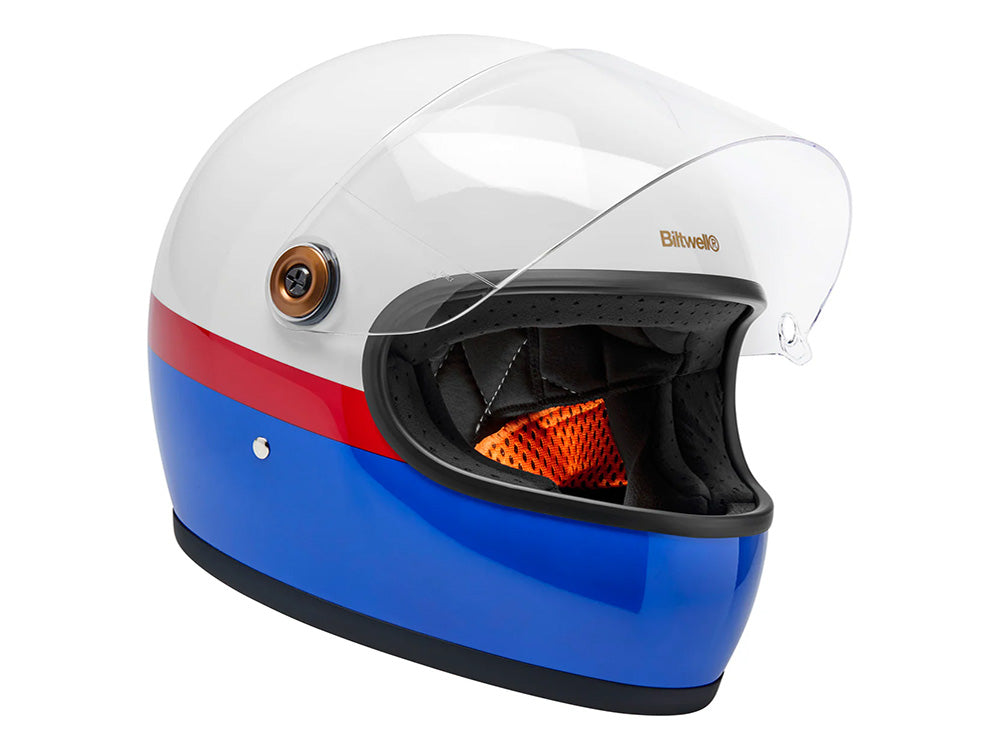 Gringo S Helmet - Apex Gloss White, Red & Blue. Size Large with ECE R22.06 Compliance