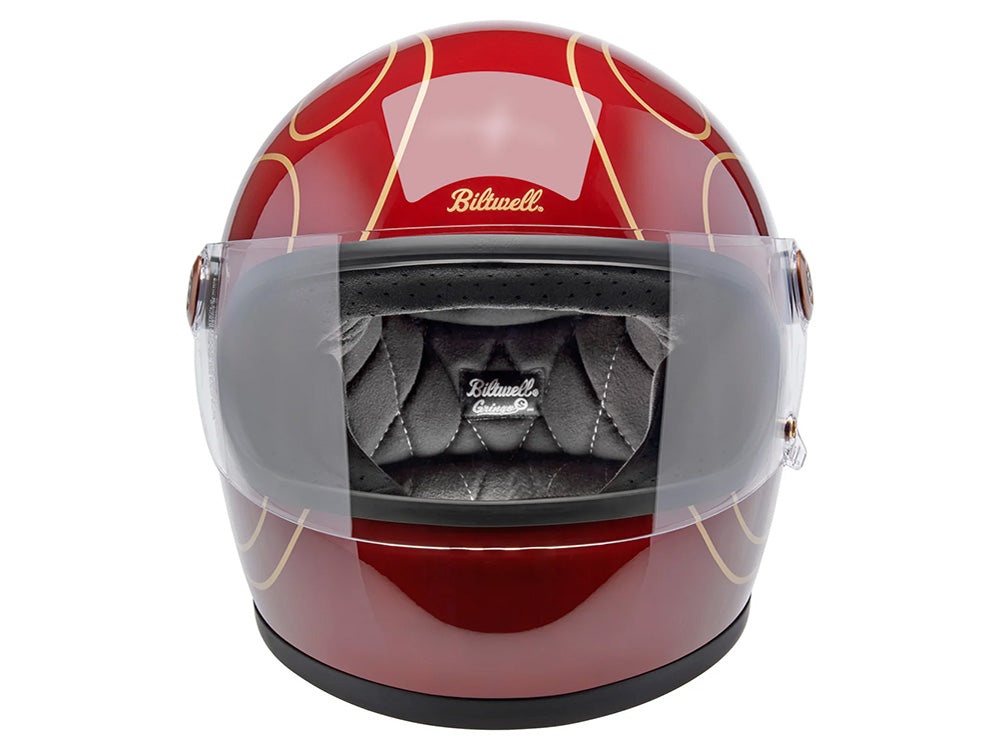 Gringo S Helmet - Gloss Garnet Red with Flames. Size Large with ECE R22.06 Compliance
