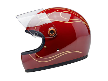Gringo S Helmet - Gloss Garnet Red with Flames. Size XX-Large with ECE R22.06 Compliance
