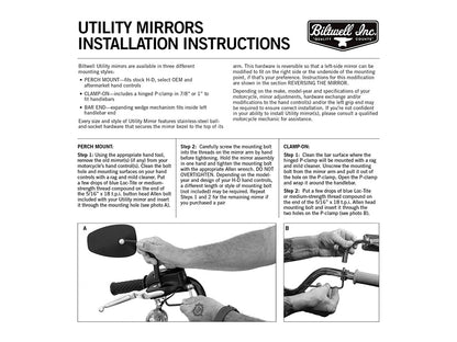 Round Utility Mirrors - Chrome. Left and Right Set