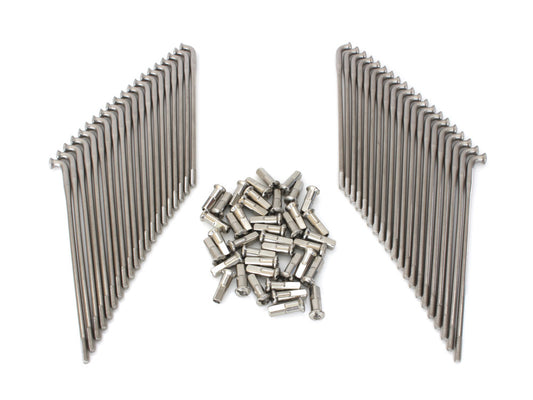 16in. Heavy Duty Spokes - Stainless Steel. Fits Original Style H-D Deep Drop Center Rim when used in conjunction with 1997up H-D style Rear Hub or H-D Style Wide Glide Front Hub.