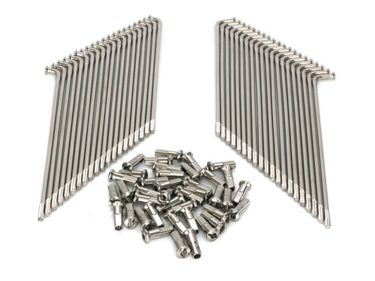 19in. Spokes - Polished Stainless Steel. Fits Original Style H-D Deep Drop Center Rim when used in conjunction with Narrow Glide Hub 1973up & OEM H-D Mid Glide Front Hub 2006up.