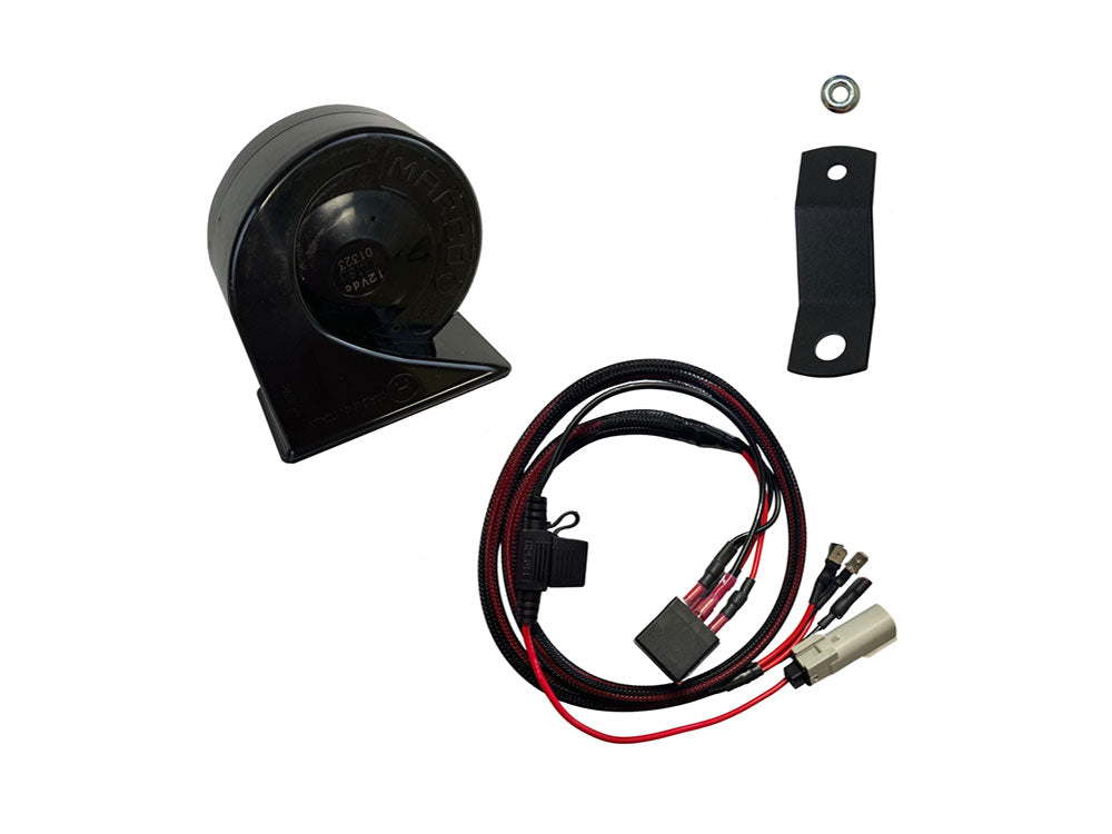109db Electromagnetic Horn Kit - Black. Fits Softail 2025up