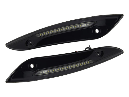 LED Dynamic Windshield Trim - Smoke Lens, Black Housing. With Sequential Amber Turn, White Run. Fits Road Glide 2015-2023