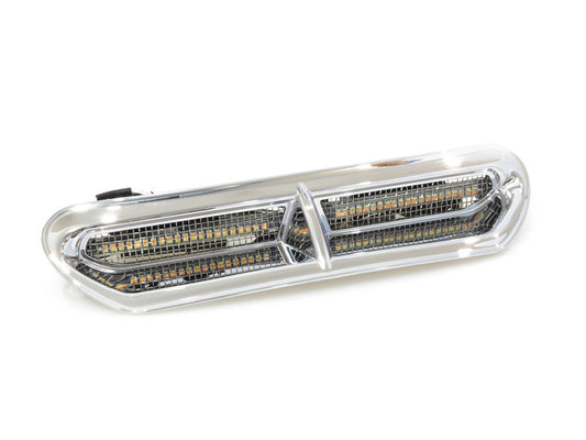 LED Batwing Vent Insert With Amber & White LED's - Chrome. Fits Touring 2014-2023