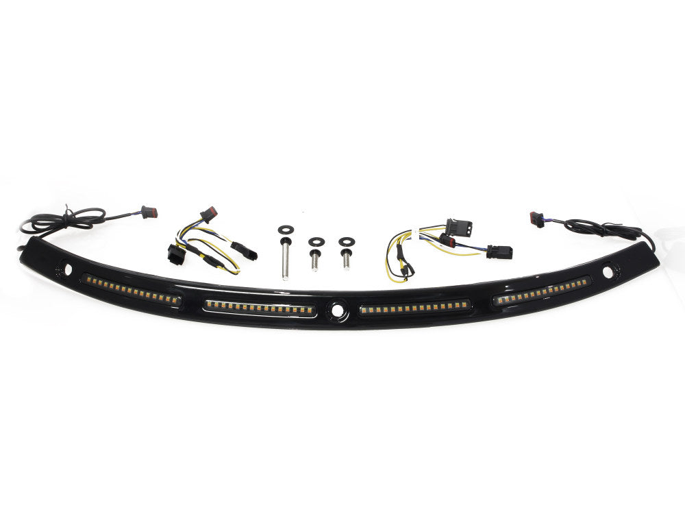 LED DRL Windshield Trim with Sequential Amber Turn, White Run & Smoke Lens - Black. Fits Touring 2014-2023