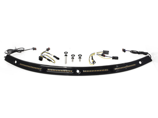 LED DRL Windshield Trim with Sequential Amber Turn, White Run & Smoke Lens - Black. Fits Touring 2014-2023