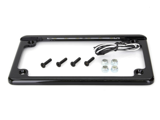 Flat Low Profile Number Plate Frame with LED Illumination - Black.