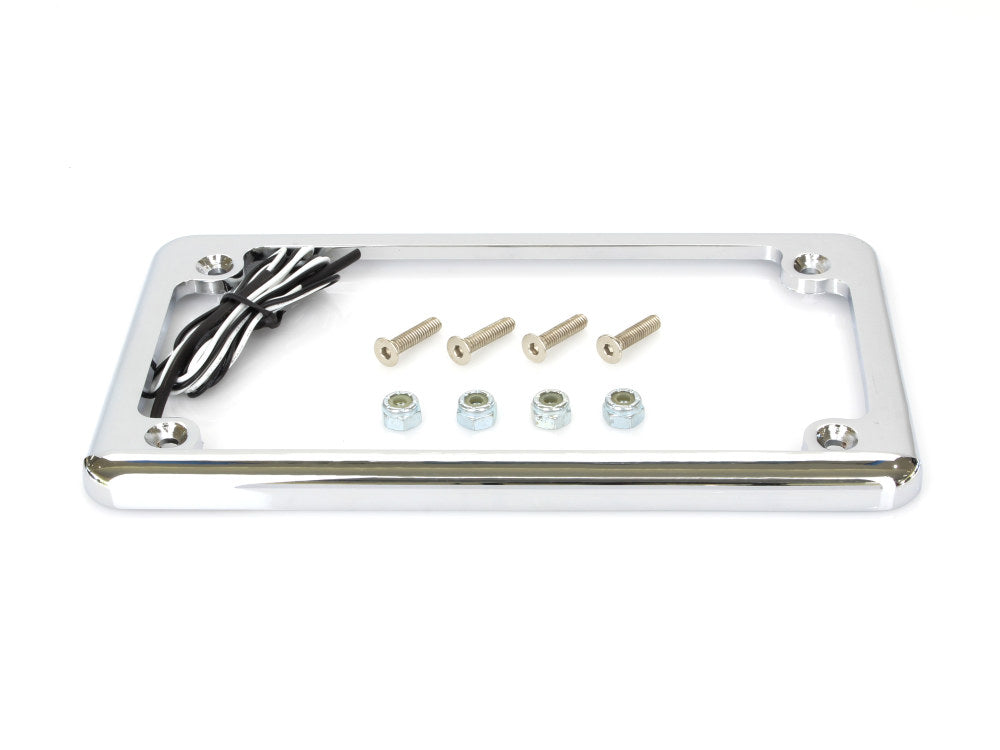 Flat Low Profile Number Plate Frame with LED Illumination - Chrome.