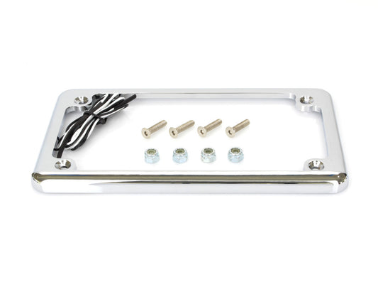 Flat Low Profile Number Plate Frame with LED Illumination - Chrome.