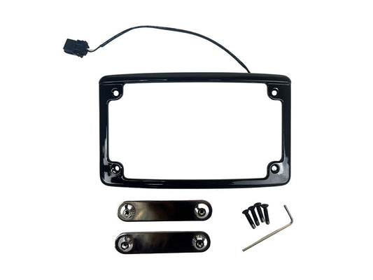 Curved Number Plate Frame with Number Plate Light Only - Black. Fits CVO Touring 2023up & Street Glide & Road Glide 2024up