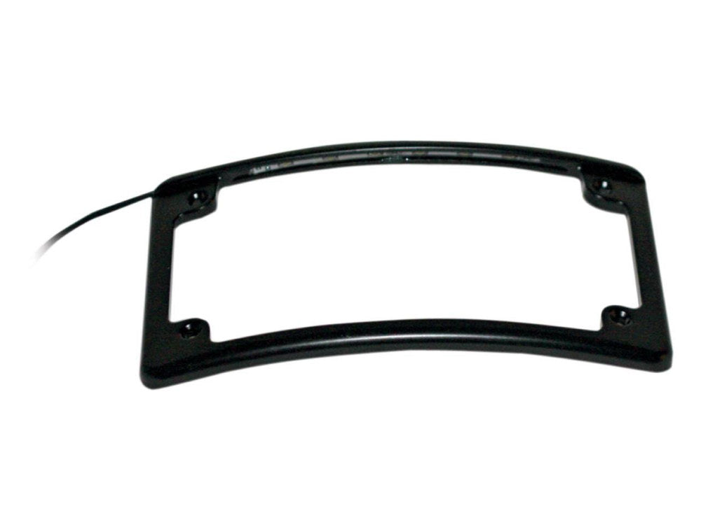 Curved Low Profile Number Plate Frame with LED Illumination - Black.