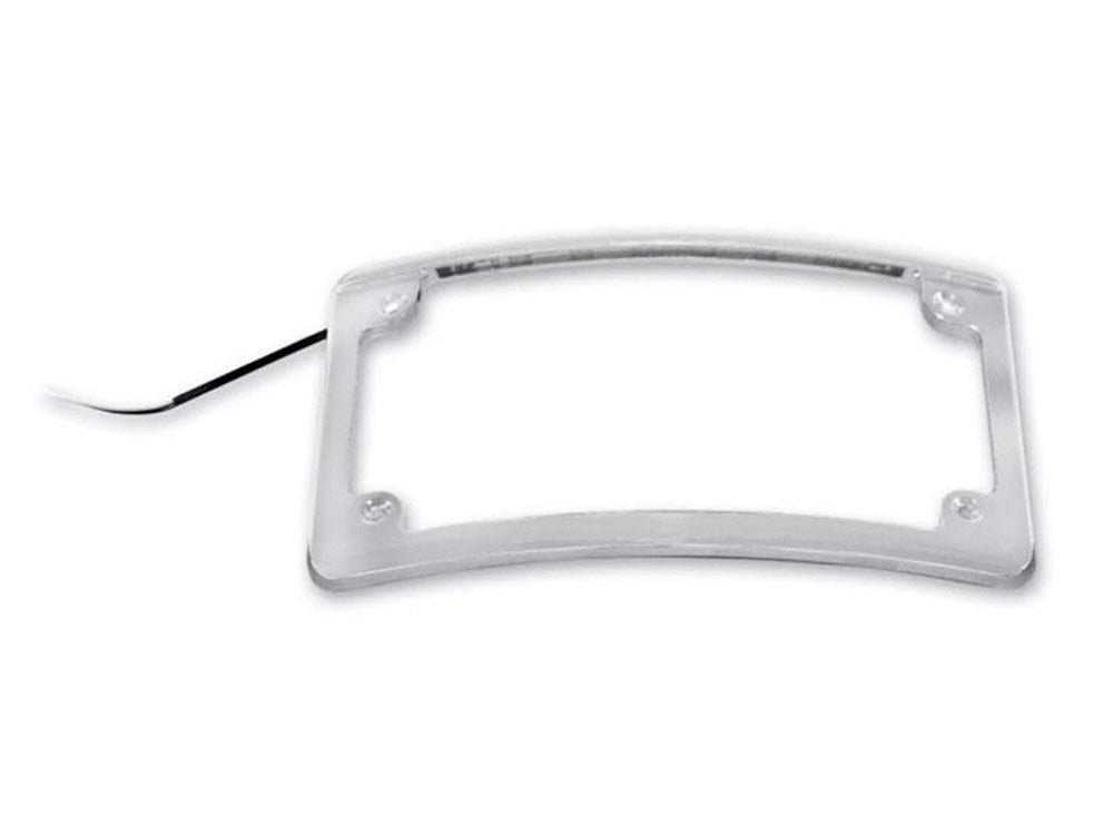 Curved Low Profile Number Plate Frame with LED Illumination - Chrome.
