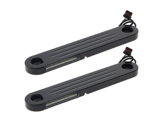 LED Dynamic Strips. Amber Turn with White Run - Black Finish. Fits Street Glide 2014up.