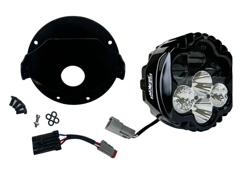Shark Demon LED Headlight Kit - Black. Fits Softail Low Rider ST & El Diablo 2022up