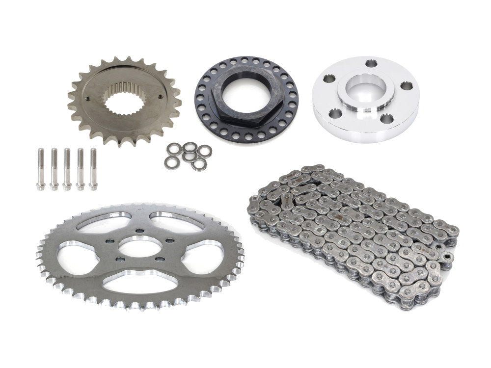 Rear Drive Belt to Chain Conversion. Fits Softail Rocker 2008-2011 & Breakout 2013-2017. Chrome Rear Sprocket. Final Drive Ratio = 2.125:1