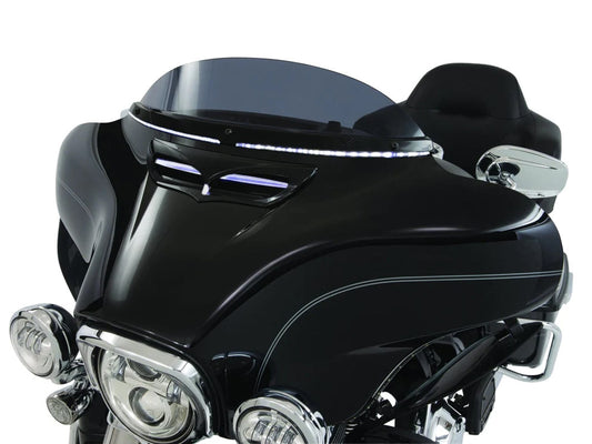 Horizon LED Windshield Trim with Sequential Amber Turn, White Run & Smoke Lens - Black. Fits Touring 2014-2023