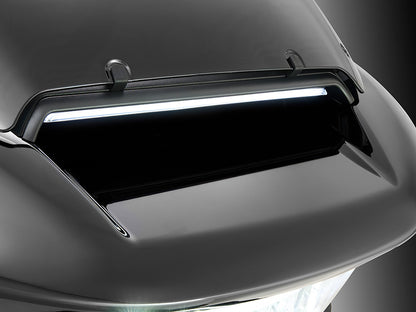 LED Fairing Vent Insert With Amber & White LED's - Gloss Black with Smoked Lens. Fits Road Glide 2024up & CVO Roadglide (inc 'STin.) 2023up.
