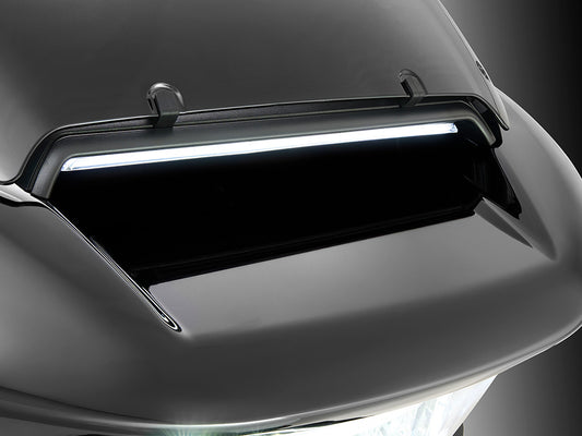 LED Fairing Vent Insert With Amber & White LED's - Gloss Black with Smoked Lens. Fits Road Glide 2024up & CVO Roadglide (inc 'STin.) 2023up.