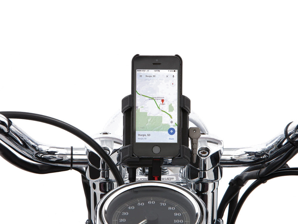 Premium Smartphone / GPS Holder with Charger - Chrome Clamp Suits 7/8-1in. Bars