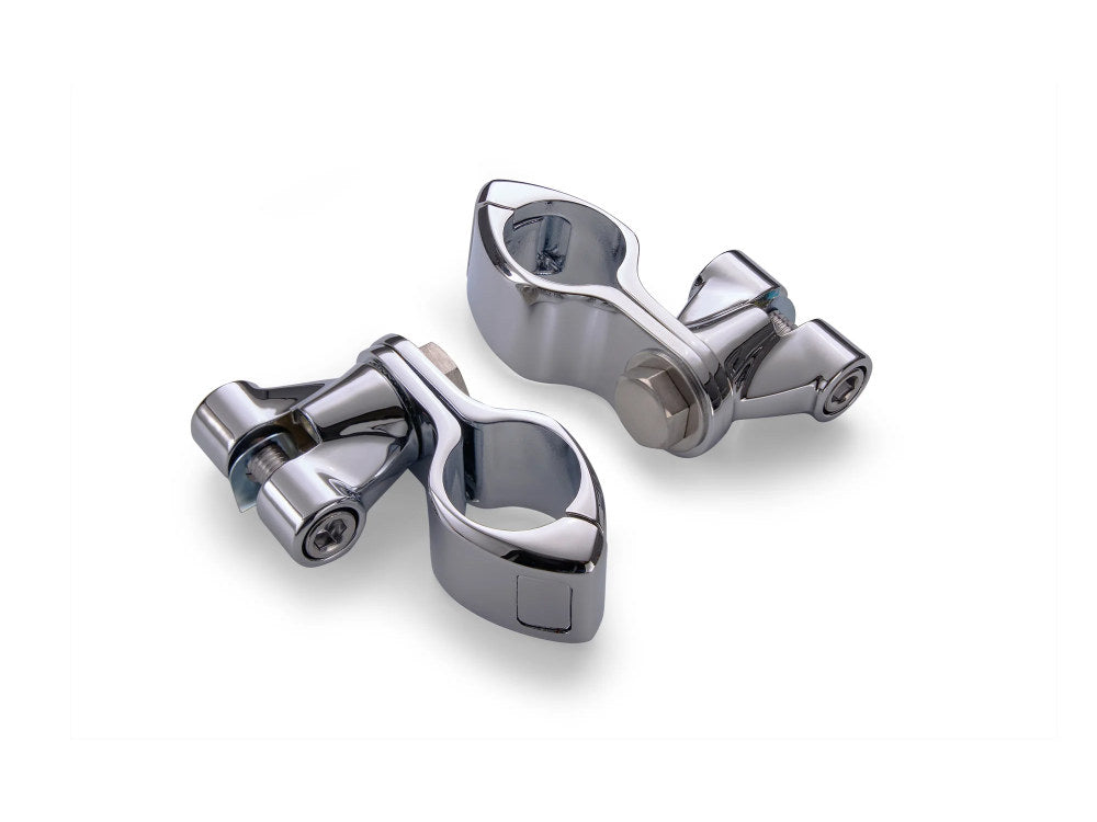 Footpeg Mounts with 1-1/4in. Hingeless Clamps - Chrome