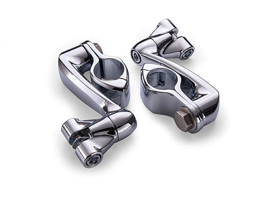 4in. Offset Footpeg Mounts with 1-1/4in. Hingeless Clamps - Chrome