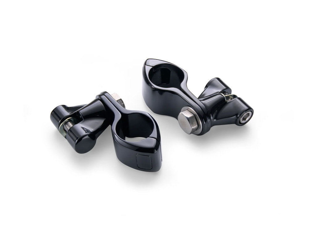 Footpeg Mounts with 1-1/4in. Hingeless Clamps - Black