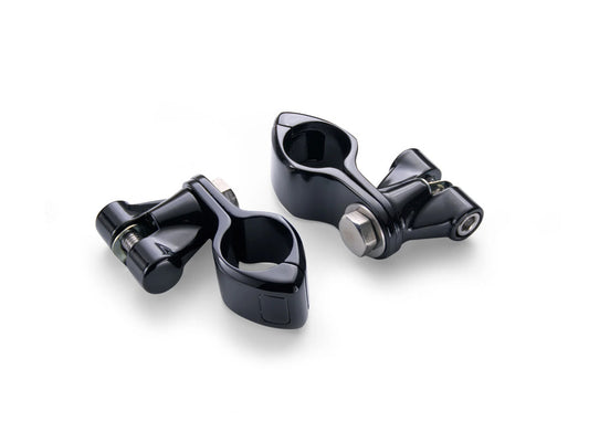 Footpeg Mounts with 1-1/4in. Hingeless Clamps - Black