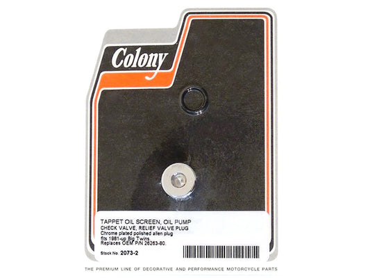 Allen Head Oil Pump Plug - Chrome. Fits Big Twin 1981-1999.