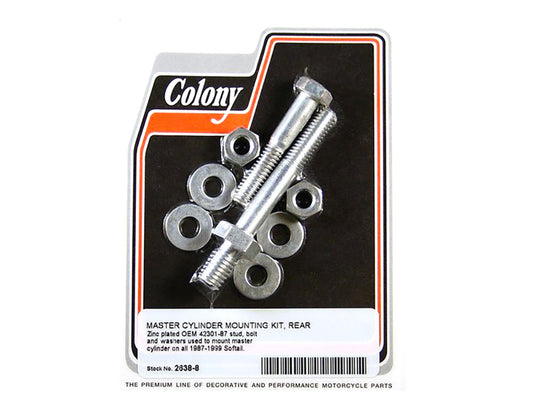 Foot Brake Master Cylinder Stud & Bolt Kit. Fits FL Softail 1987-1999.