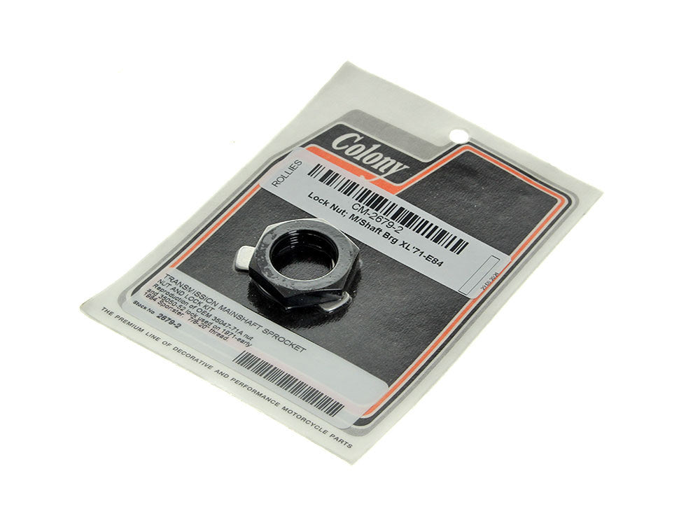 Transmission Mainshaft Bearing Lock Nut with Lockwasher. Fits Sportster 1971-1984