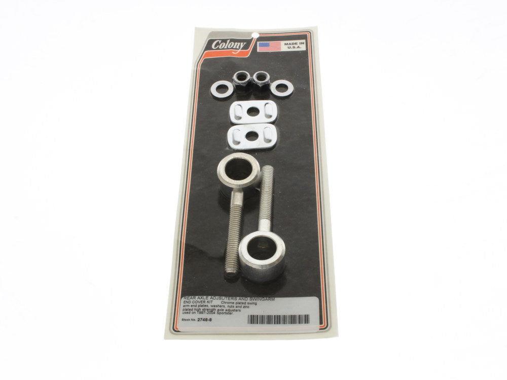 Rear Axle Adjusting Kit - Chrome. Fits Sportster 1997-2004.