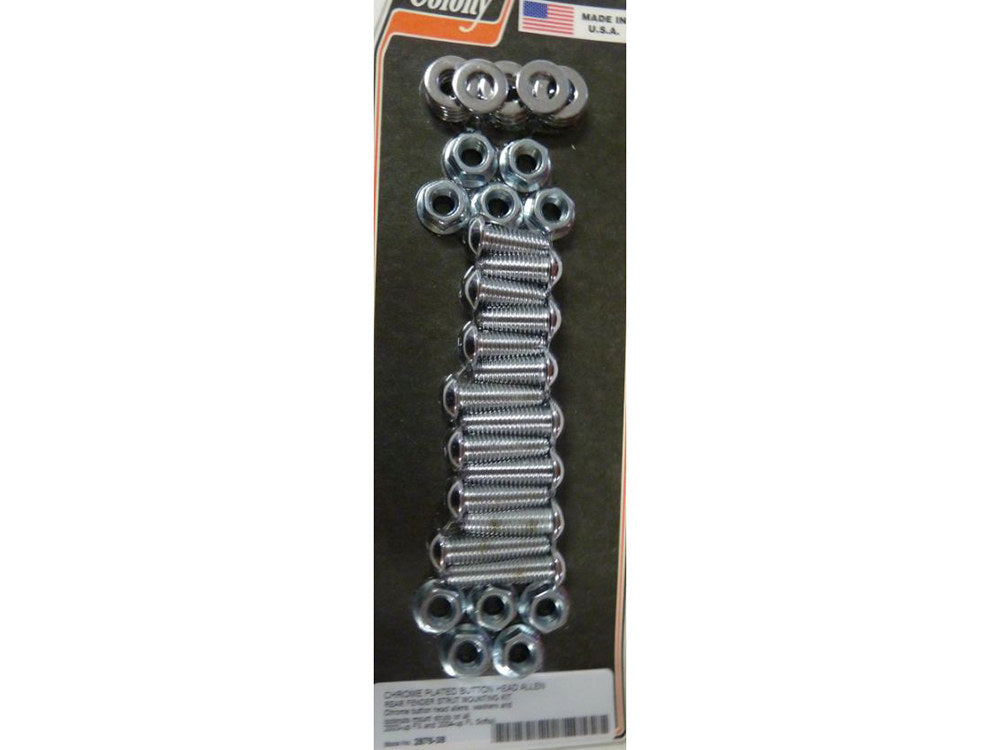 Polished Button Head Fender Strut Mount Kit - Chrome. Fits FX Softail 2003-2015 & FL Softail 2004-2017.