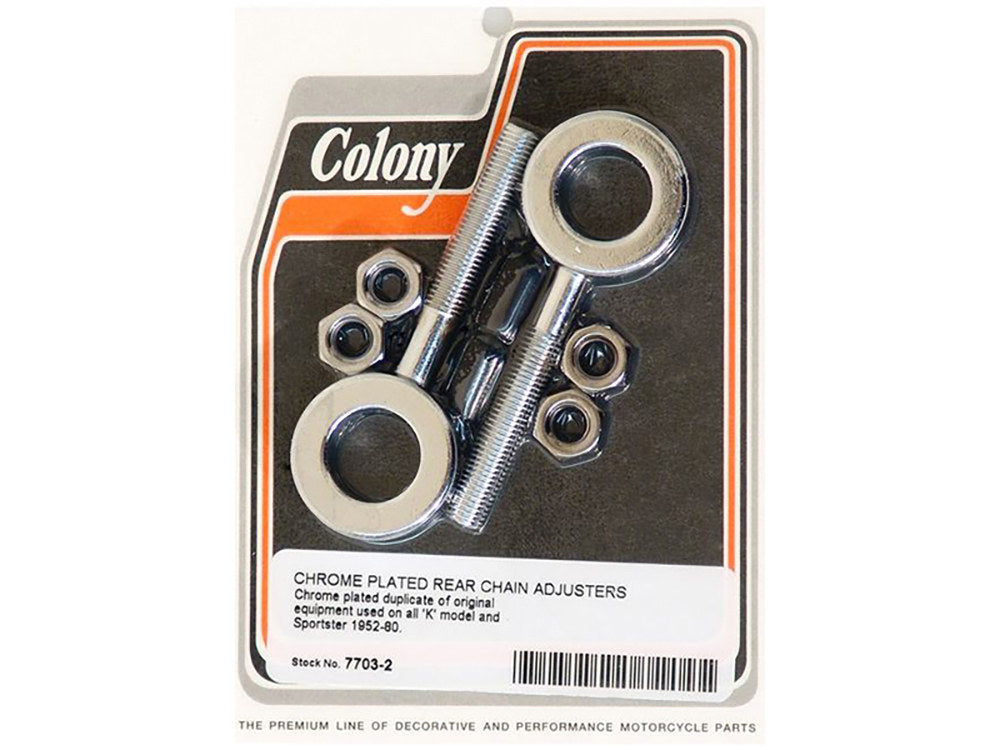 Rear Axle Adjusting Kit - Chrome. Fits Sportster 1952-1980.