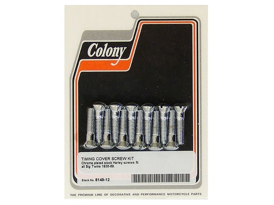 Slotted Cam Cover Bolts - Chrome. Fits Big Twin 1936-1969.