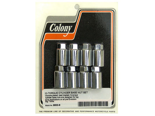 Hi-Torque Cylinder Base Nuts - Chrome. Fits Shovel & Pan 1948-1984.