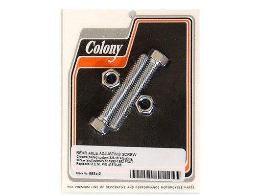 Rear Axle Adjusting Kit - Chrome. Fits Softail 1986-1992.