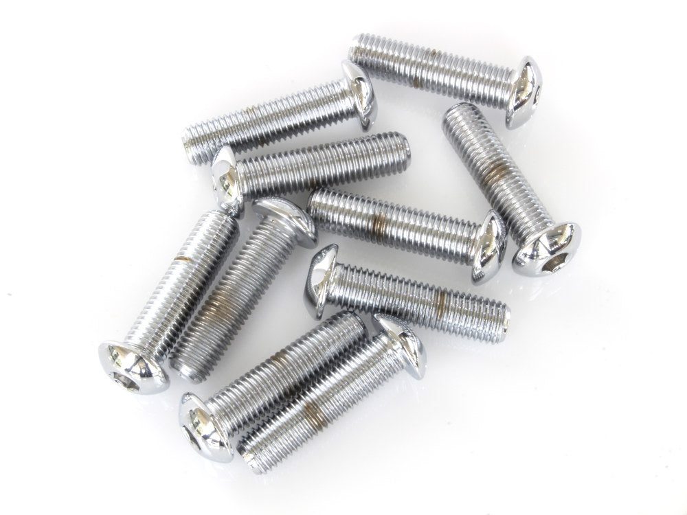5/16-24 x 1/4in. UNF Button Head Allen Bolts - Chrome. Pack 10.