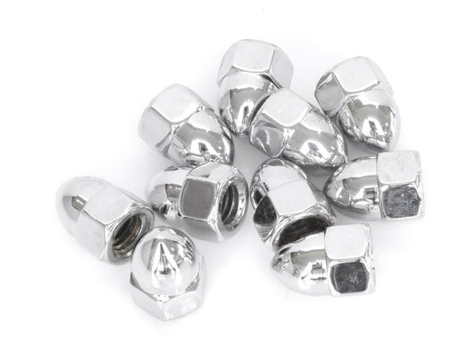 7/16-14 UNC Acorn OEM Style Nuts - Chrome. Pack 10.
