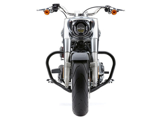 Engine Guard Freeway Bar - Black. Fits Softail Slim, Fat Bob, Deluxe, Sport Glide, Fat Boy, Heritage & Breakout 2018up.